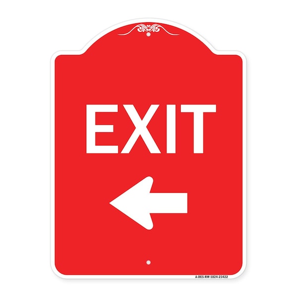 Signmission Parking Lot Sign Exit Sign Left Arrow, Red & White Aluminum Sign, 24" L, 18" H, RW-1824-23422 A-DES-RW-1824-23422 - main